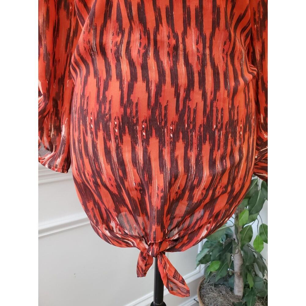 Cato Women's Orange 100% Polyester Round Neck Long Sleeve Top Blouse Size 26/28W - Picture 3 of 13